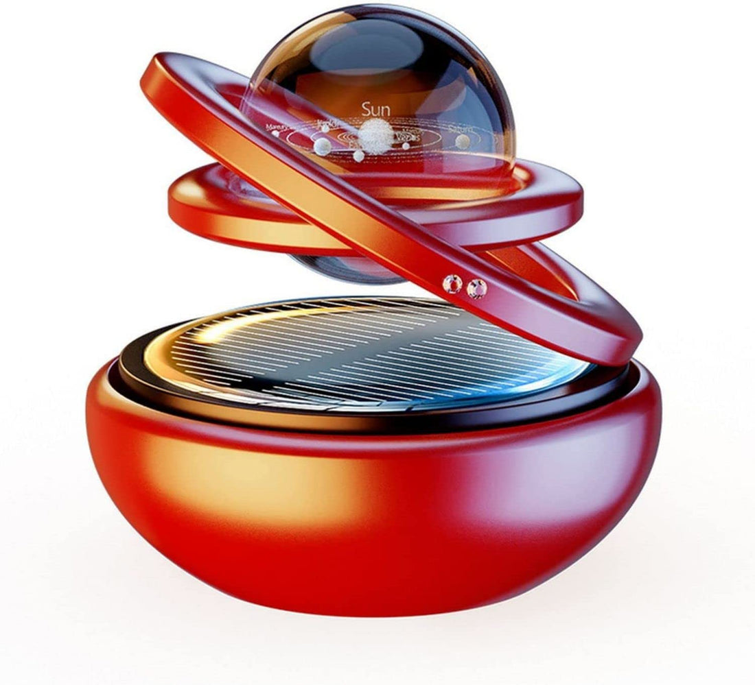 Car solar air freshener, rotatable air purifier aromatherapy, diffuser. Car decoration accessories for car and home interior fragrance (Red)
