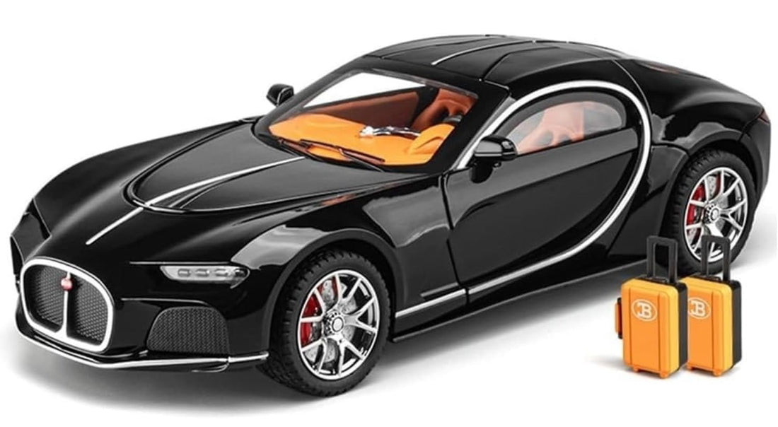 TOYS LAND 1:24 Scale Diecast Metal Toy Car, Pull Back Modern Model Vehicle with Openable Doors, Sound and Light Simulation, Zinc Alloy Collectible Car, Ideal Gifts for Adults Kids Boys Girls (Black)