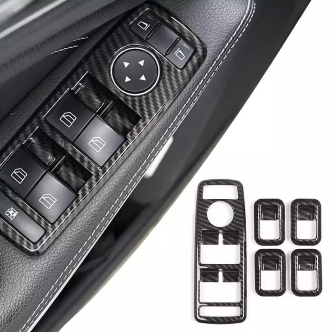 Carbon ABS Window Lift Switch Button Frame Trim For Mercedes-Benz A B C E GLE GLA CLA GLK Class W176 W204 W212 W166 W218