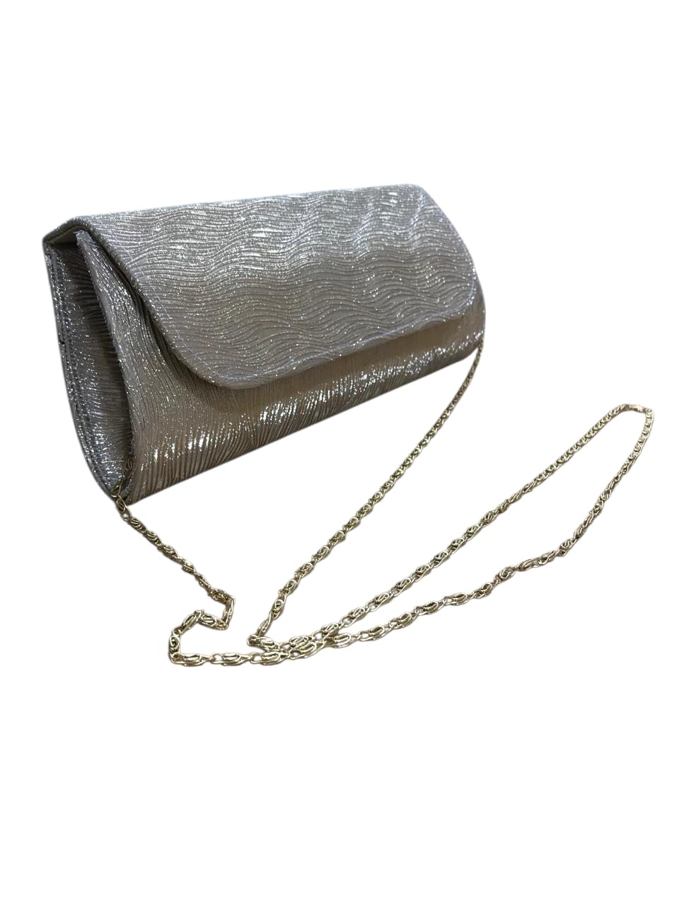 Soiree Clutch, Elegant Design With Silver Chain Adds A Touch Of Elegance And Luxury To Your Look, Size 10 X 5 Cm, Perfect For Parties, Weddings And Evenings.