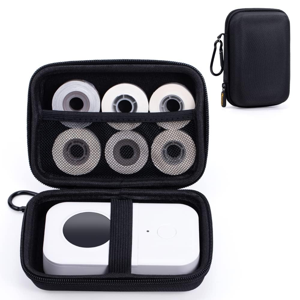 For Phomemo D30 D35 Label Maker Case, Waterproof Storage Bag Compatible with NELKO P21/NIIMBOT D11/JADENS D110/SUPVAN E10 Label Printer, for Mini Bluetooth Labels Sticker Machine, Box only (Black)