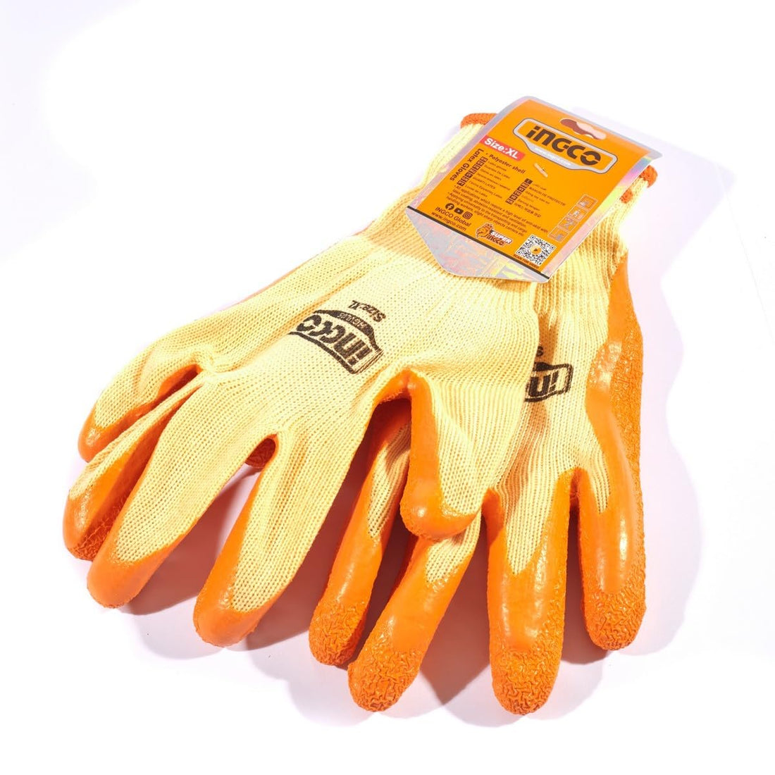 INGCO Latex Safety Gloves Rubber Work Gloves Industrial Project Hand Safety Glove Nitrile Coated, X-Large - HGVL05