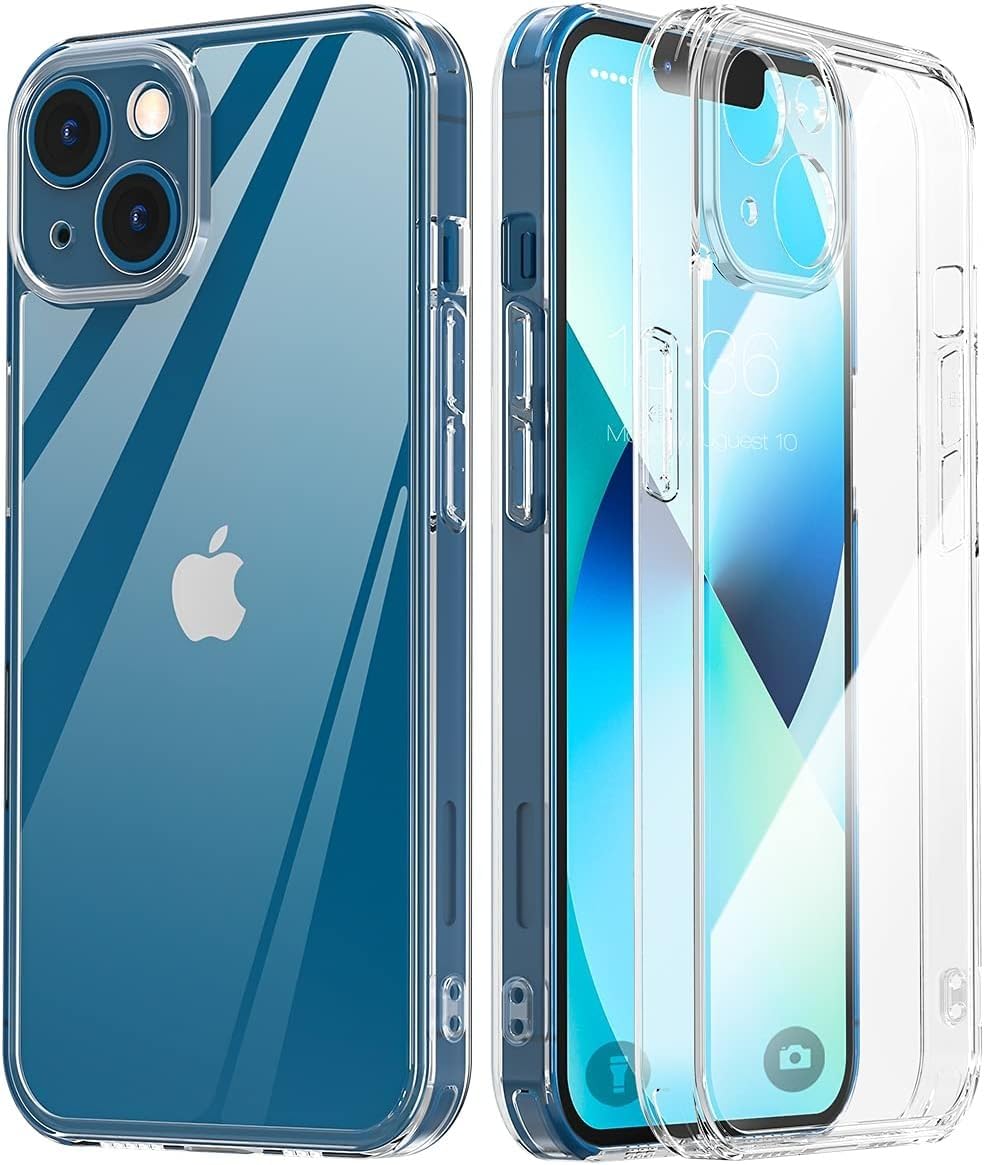 Dl3 Mobilak Camera Protective Case Compatible with iPhone Case Transparent, Mobile Phone Case iPhone Thin Soft Silicone Anti-Yellow Protective Case - Clear (iPhone 13)