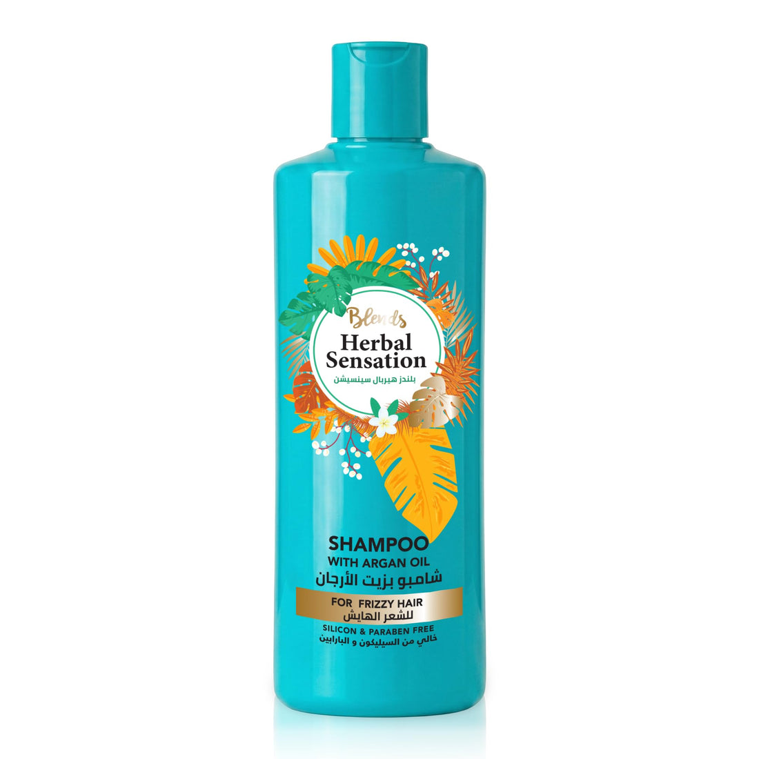 Blends Herbal Sensation Shampoo with Argan Oil for Frizzy Hair - Hydrating Anti-Frizz Formula for Split Ends - Silicon & Paraben Free - 600 ml