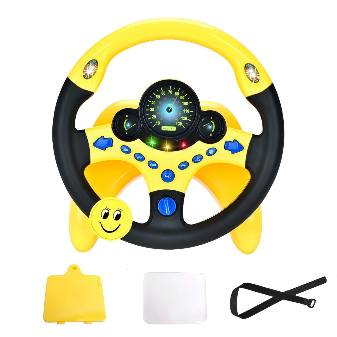 Kids Steering Wheel for Car, Driving Simulated Toy Steering Wheel for Kids with Light and Music, Electric Early Learning Educational Baby Steering Wheel Toy for Kids(Yellow)