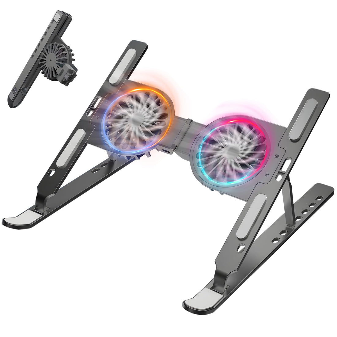 Laptop Cooling Stand, Large Air Flow Cooling Fan, 2 Levels of Airflow, USB Powered, LED Light, 2 Large Diameter Cooling Fans, Laptop Stand, Computer Stand, Cooling Stand, Adjustable Height, High