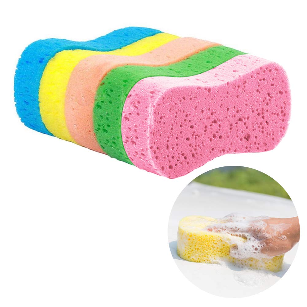 5pcs Car Wash Sponges Multi-Functional Large Cleaning Sponges Kitchen Handy Wash Scrubber Kit