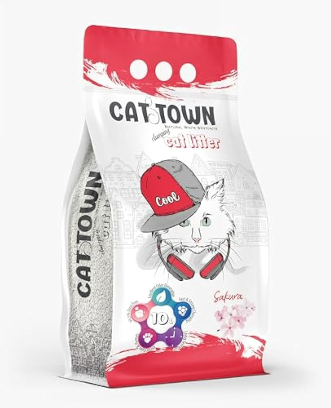 Cat Town cat litter Made from 100% Clumping Natural Bentonite, 99.5% Dust Free, Forever Fresh, Pet Friendly, Resists Odor -(10L) - (Sakura Fragrant)