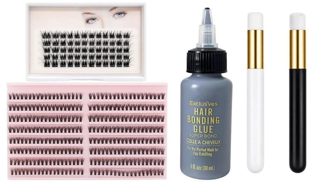 DIY Lash Styling Kit with LC121 One by One Lash Tray, 40D One by One Lash Tray, 2 Lash Shampoo Brushes and 1 Lash Glue for Lash Routine Use