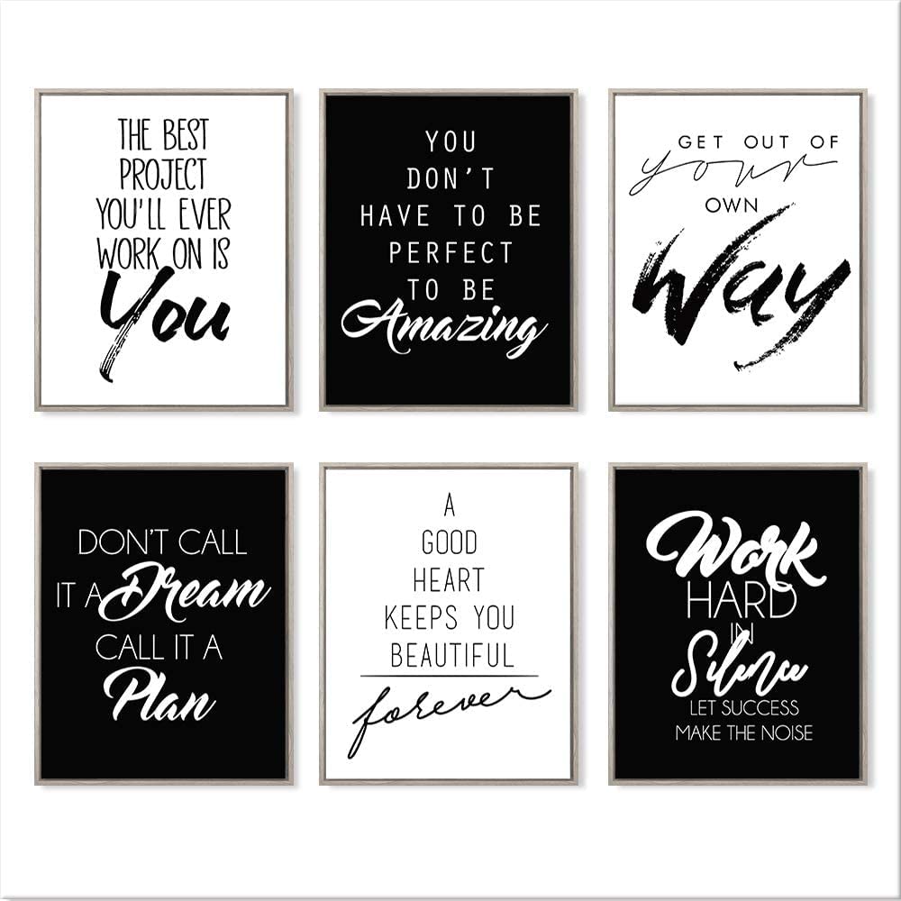 Inspirational Wall Art Work Hard,Best Project,to be Amazing,Out of Your own Way,Call it a Plan and A Good Heart Motivational Phrases Wall Art for Office Home Décor Coated Photos 8x10 UNFRAMED