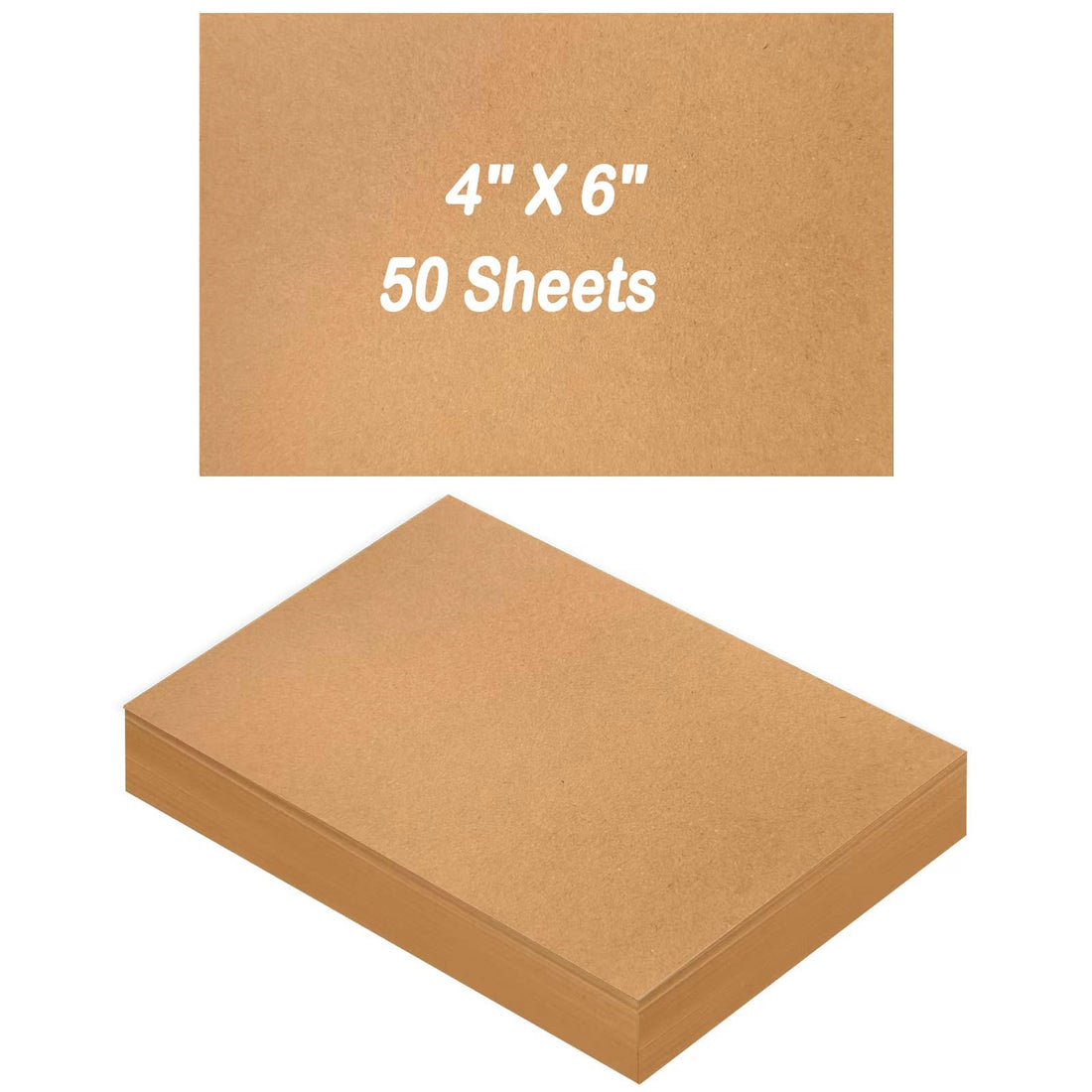 Hlonon 50 Sheets Brown Kraft Cardstock 4 x 6 Inch Thick Paper, Brown Smooth Card Stock Heavyweight Printer Paper for Invitations, Scrapbooks, Art, Crafts, DIY Cards, 250GSM Thick Paper