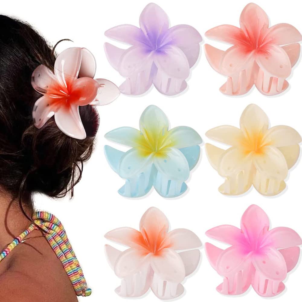Pack of 6 Non-Slip Acrylic Flower Hair Clips, Large Hair Clips for Women & Girls, All Hair Types, 6 Count