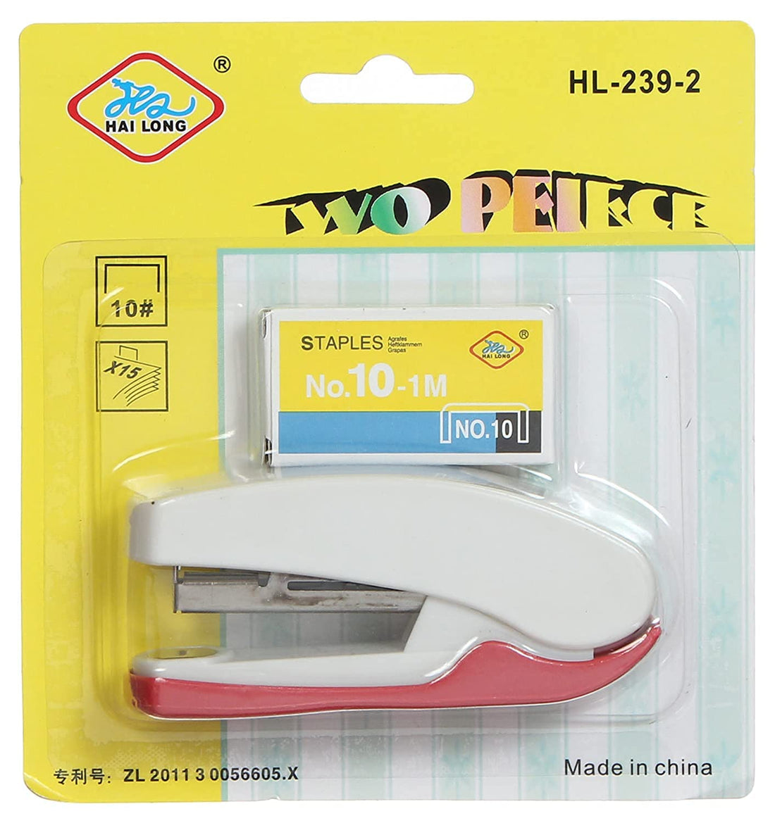 Hai Long 239-2 Small Plastic Stapler and Staples, Multi color