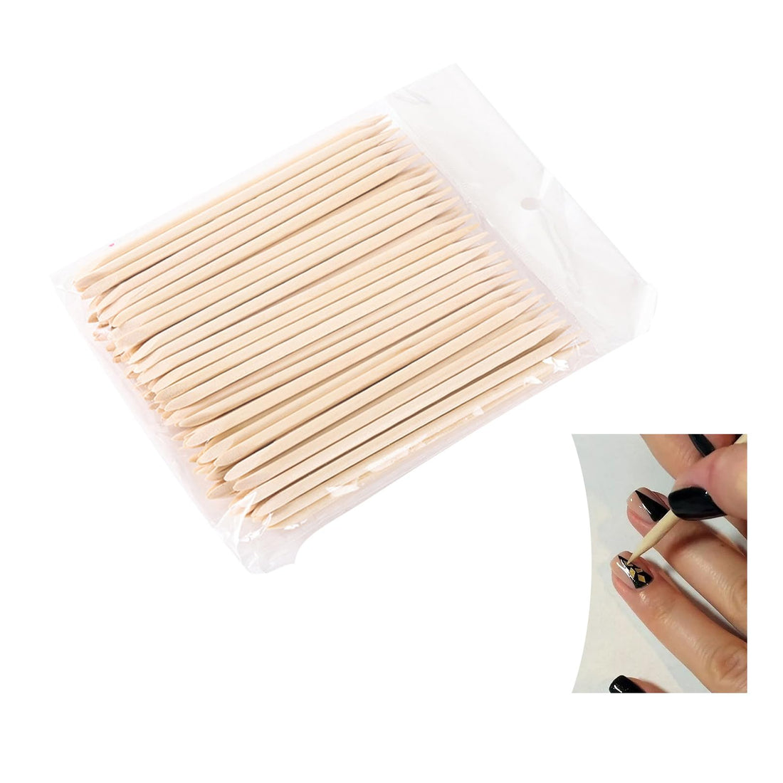 Jasminum Pack of 100 Rosewood Sticks Manicure Professional Manicure Tools, Cuticle Sticks Made of Orange Wood, for Professional Tool Manicure Sticks with Sharpener and Flat Side