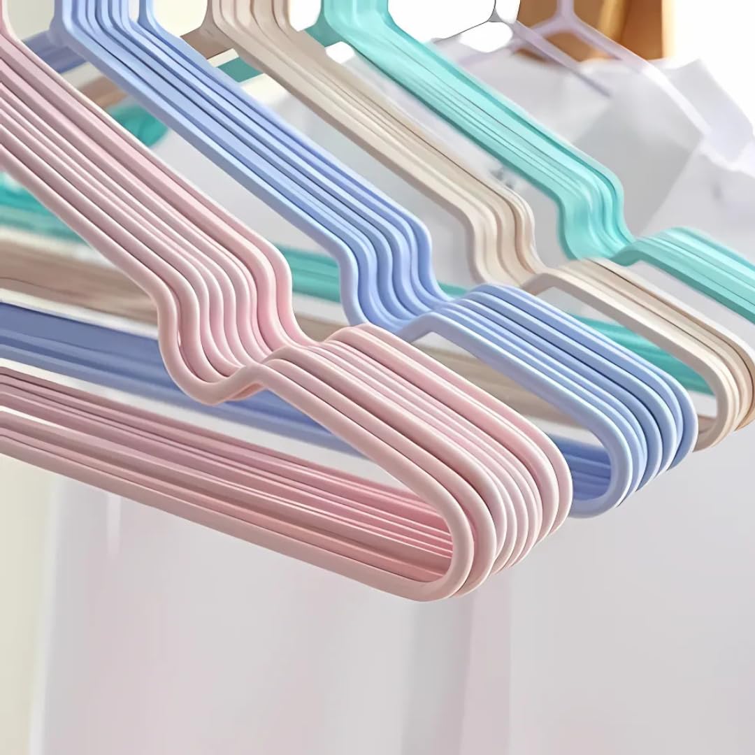 Hight Quality Strong Hangers Colored Pastel Steel Clothes Hangers Space Saving Clothes Hangers Traveling Hangers with Non-slip Shoulders 10 Pieces (Purple)