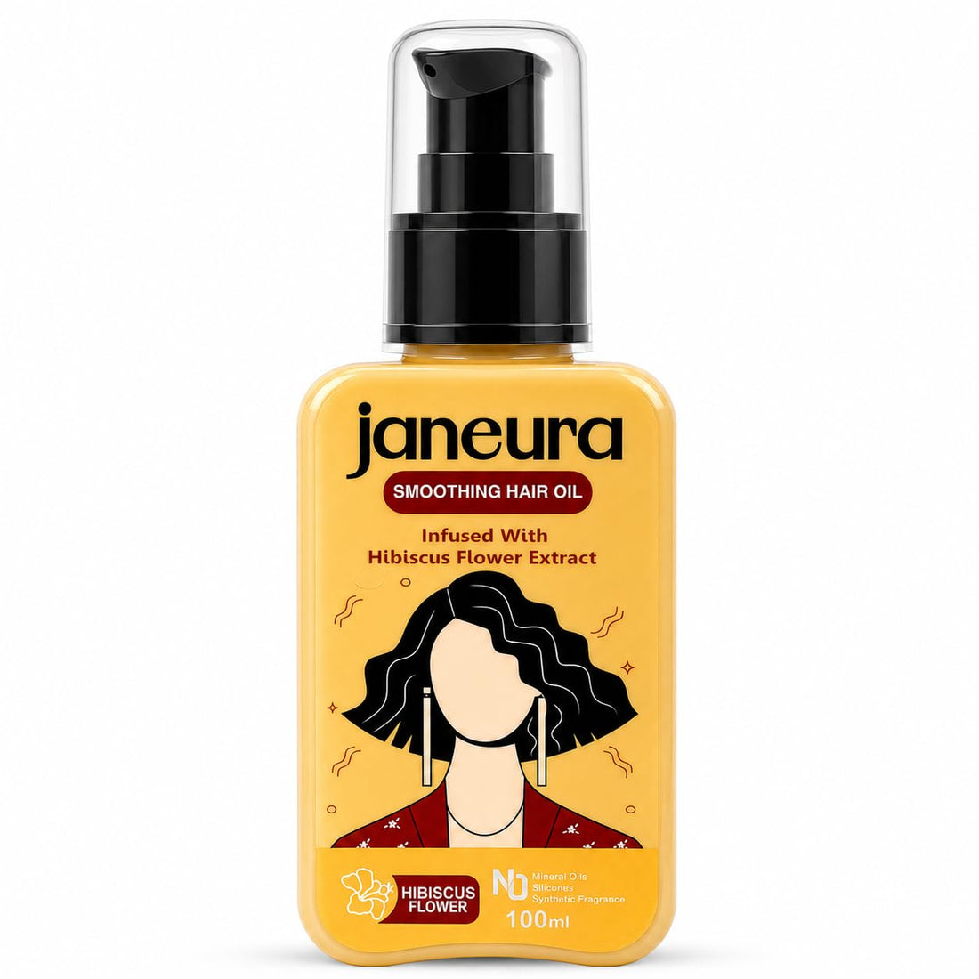 Janeura Hibiscus Hair Oil 100ml – Premium Herbal Oil for Dry & Frizzy Hair, Softness, Moisture Feel, Smooth Texture, Shine & Pre-Wash Hair Care Ritual