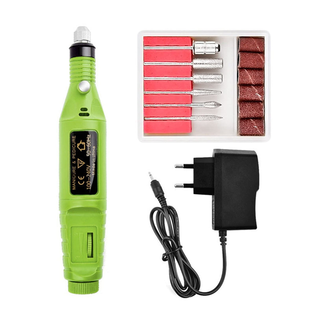 Nail Care Kit, 1 Set Professional Electric Manicure Drill Nail Drill Machine Pedicure Drill Set With Milling Cutters Nail Drill Equipment Tools (Color : Green)