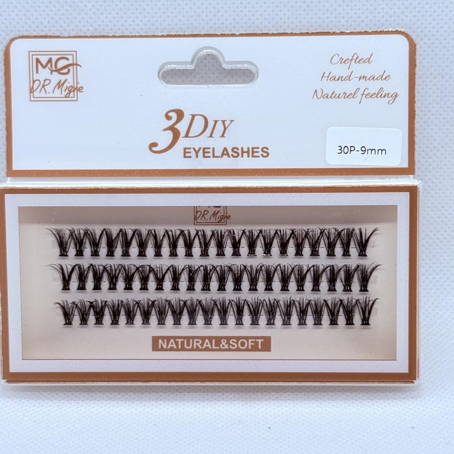Fake Black Eyelashes one by one Natural Wispy Lash Extensions, Lightweight False Eyelashes for DIY Lash Extension, Professional Salon Look (9mm)