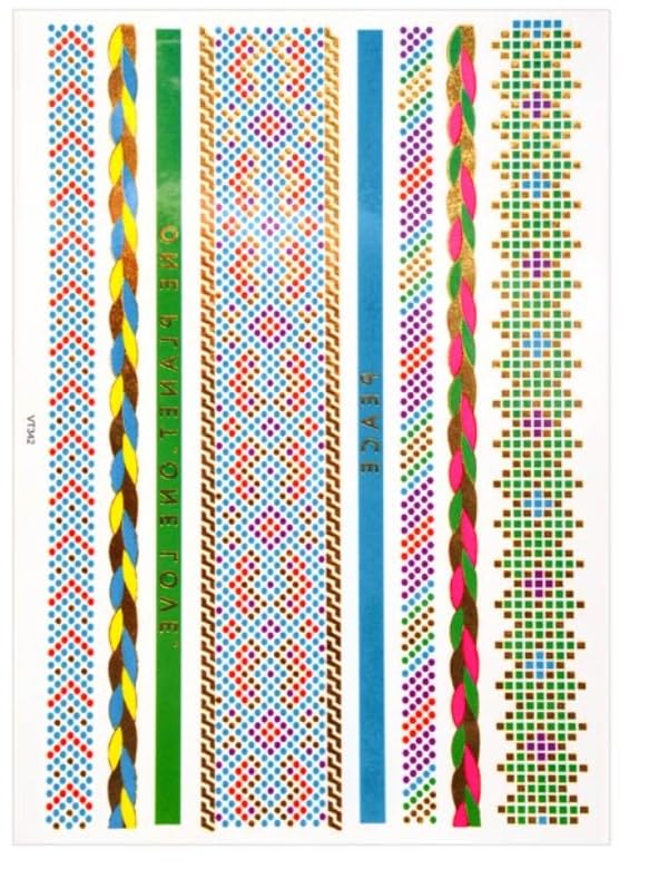 Metallic Temporary Tattoos- 1Sheet of Gold and Silver Long Lasting Flash Fashion Designs-N-AS044