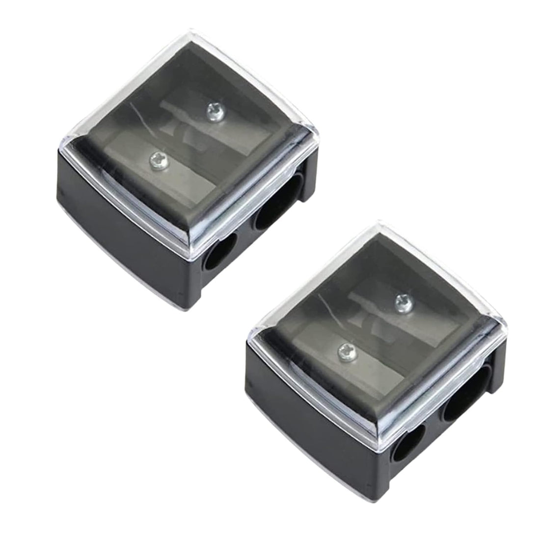 2Pcs Black Eyeliner Sharpener,Makeup Pencil Sharpener,Pencil Sharpeners for Eyebrow Eyeliner Pencil Tool,Dual Holes Eye Pencil Sharpener with Cover Portable Cosmetic Sharpener,Makeup Brushes and Tools