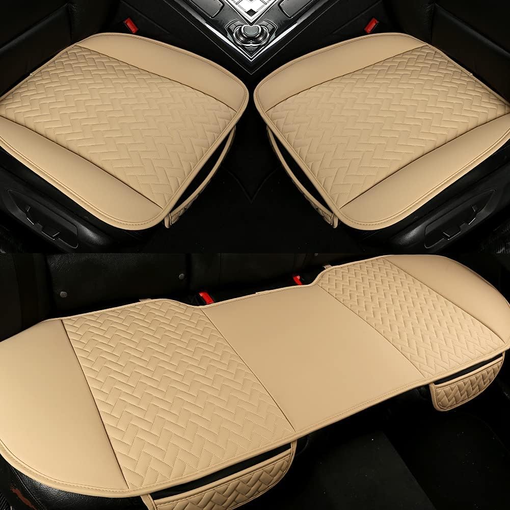 Assafco Leaher Car Seat Bottom Pads Protector Square Shape (beige)