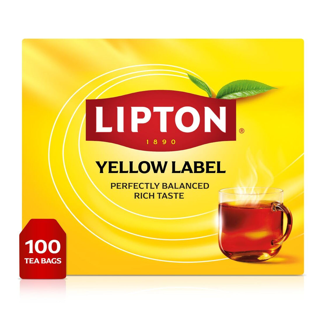 Lipton Yellow Label Black Tea with sun dried tea leaves, Classic, for a Rich Natural Taste, 100 Tea Bags
