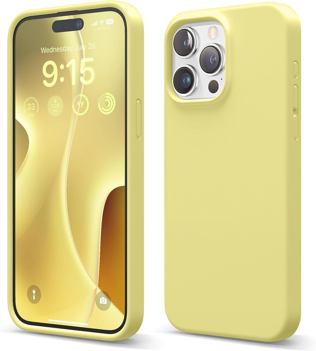 Next store Compatible with iPhone 12 Pro Max Case, Liquid Silicone Case, Full Body Protective Cover, Shockproof, Slim Phone Case, Anti-Scratch Soft Microfiber Lining (Yellow)