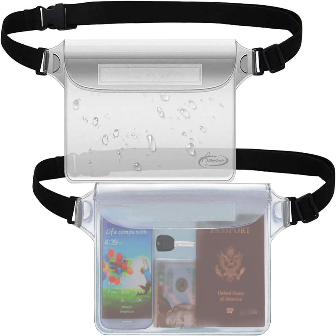 Waterproof Pouch with Waist Strap (2 Pack) | Beach Accessories Best Way to Keep Your Phone and Valuables Safe and Dry | Perfect for Boating Swimming Snorkeling Kayaking Beach Pool Water Park