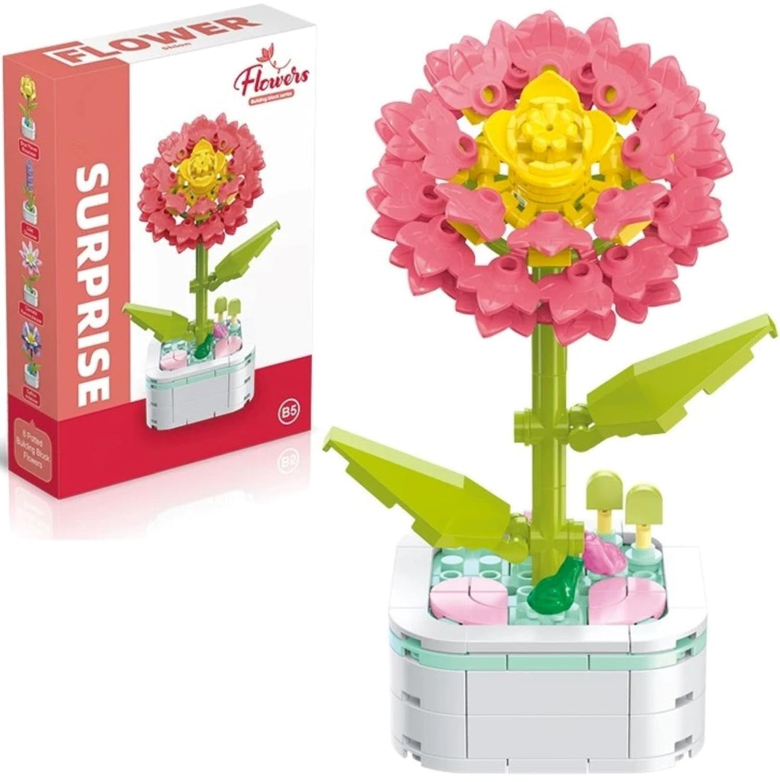TOYS LAND Flower Bouquet Building Block Toys Set with Base, Artificial Plant Flowers 136PCS Mini Blocks Toy Kit for Home Office Decoration Desktop, Birthday Gift for Women Adults Kids (Crocuses)