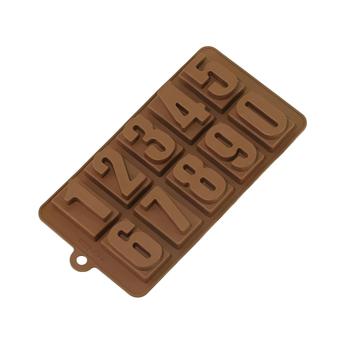 Number Mould - 0‑9 silicone chocolate and candy mold with ten 2‑inch cavities, perfect for cupcakes, ice‑jelly, truffles and desserts; easy‑release, ideal for party treats. (1pc)