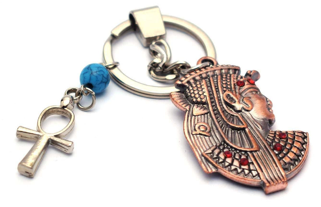 immatgar pharaonic Cleopatra keychain Egyptian souvenirs gift from egypt Pharaoh Burnt Red with ankh key, One Size