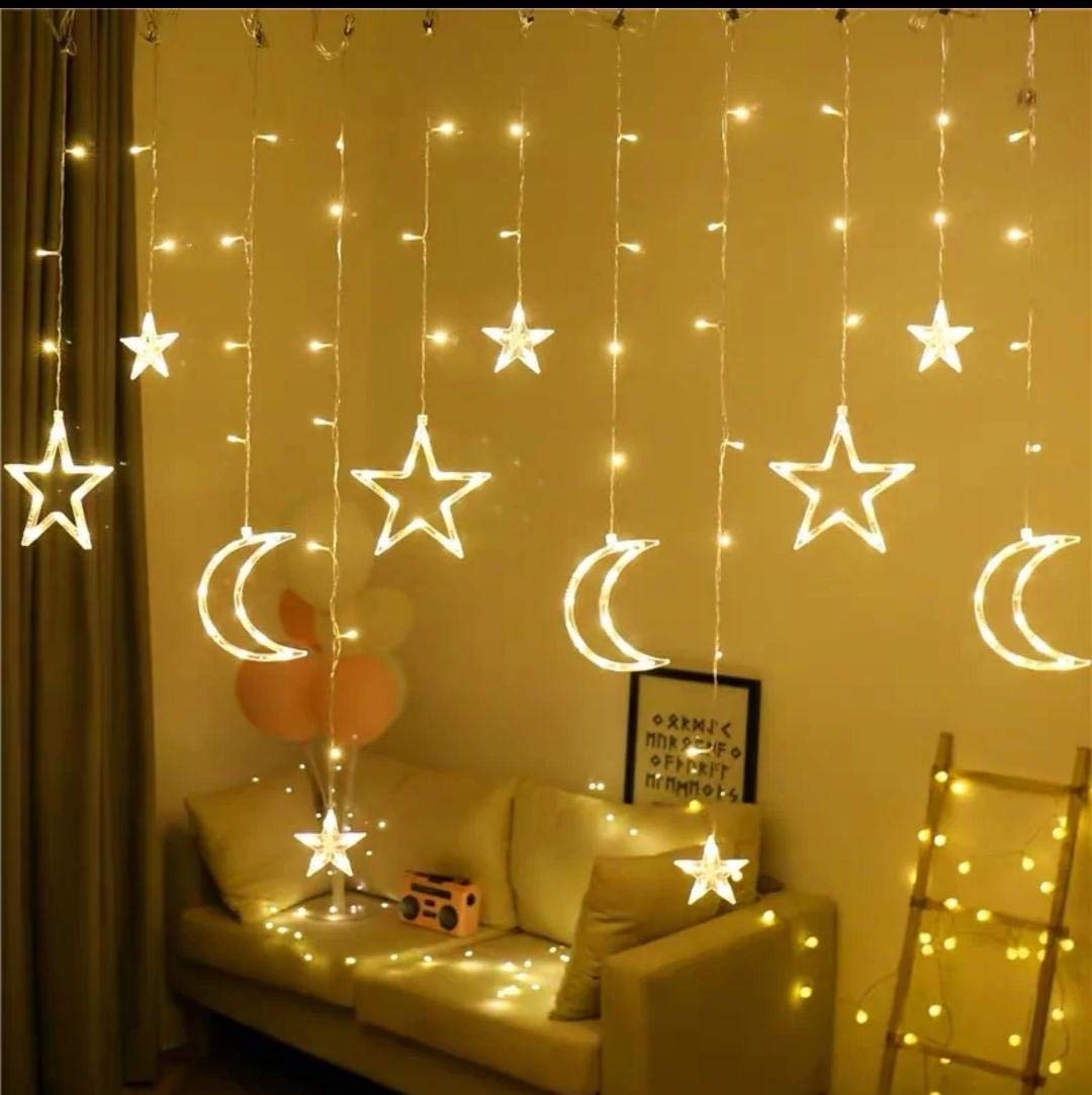 Generic Christmas & Ramadan Led string lights stars shaped and moon curtain decorative lights holiday decoration