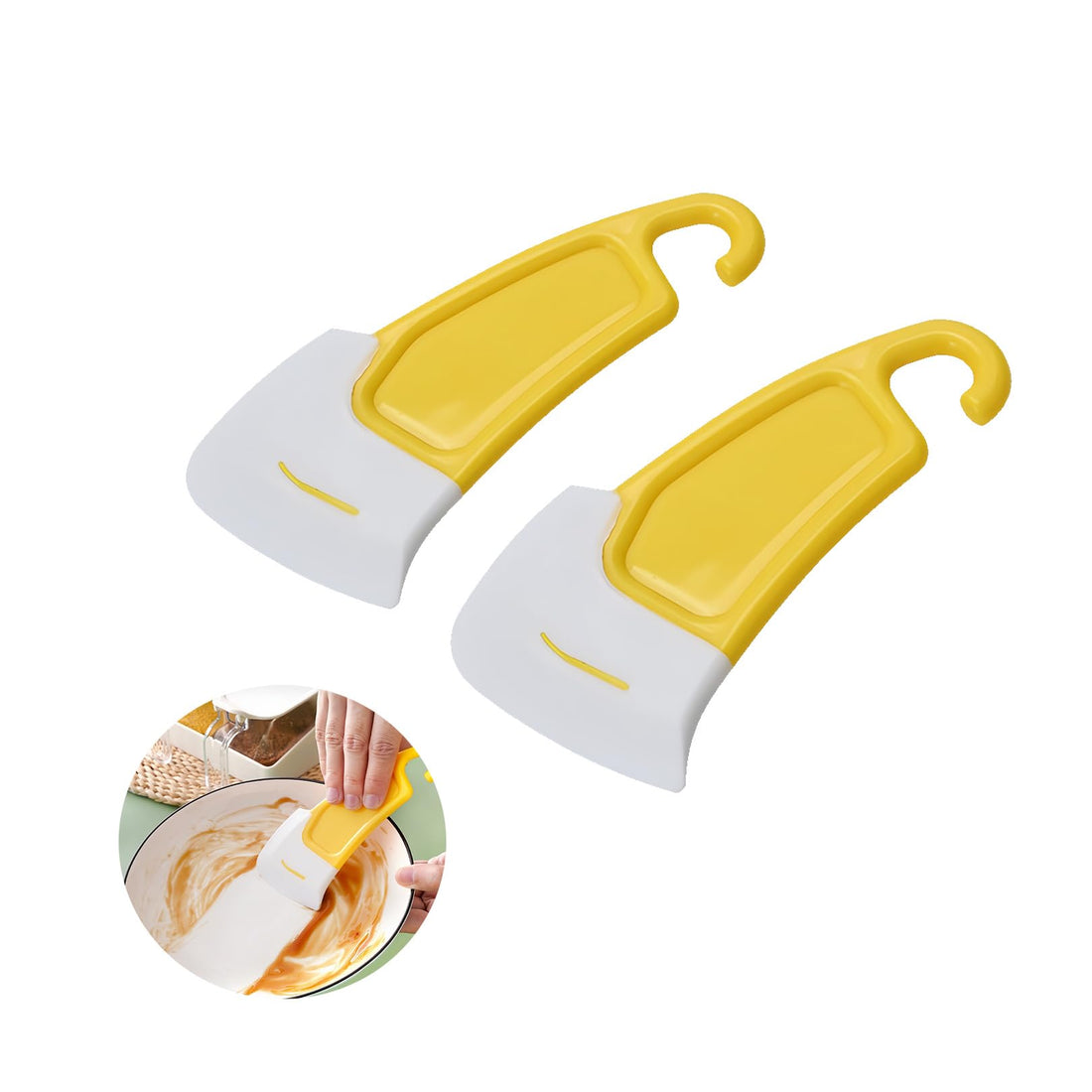 Set of 2 Silicone Spatulas, Heat Resistant with Hanging Hook, Spatula, Easy to Clean Kitchen Accessories, Silicone Scraper, Kitchen Spatula Suitable for Cleaning Kitchen Oil, Baking, Cooking
