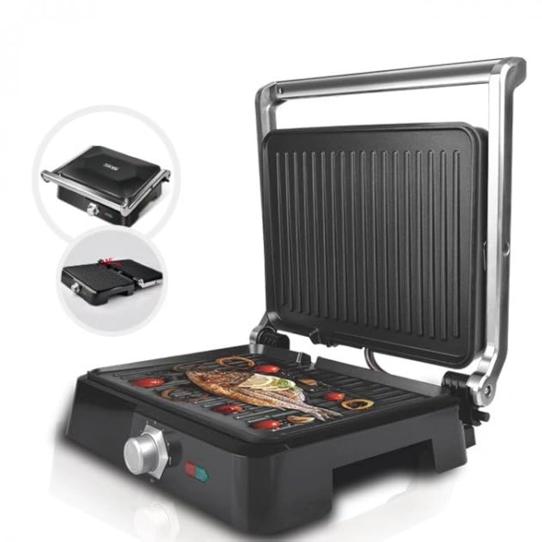 DSP Professional Healthy Panini Presser and Contact Grill, KB1049 1800 Watt - Black