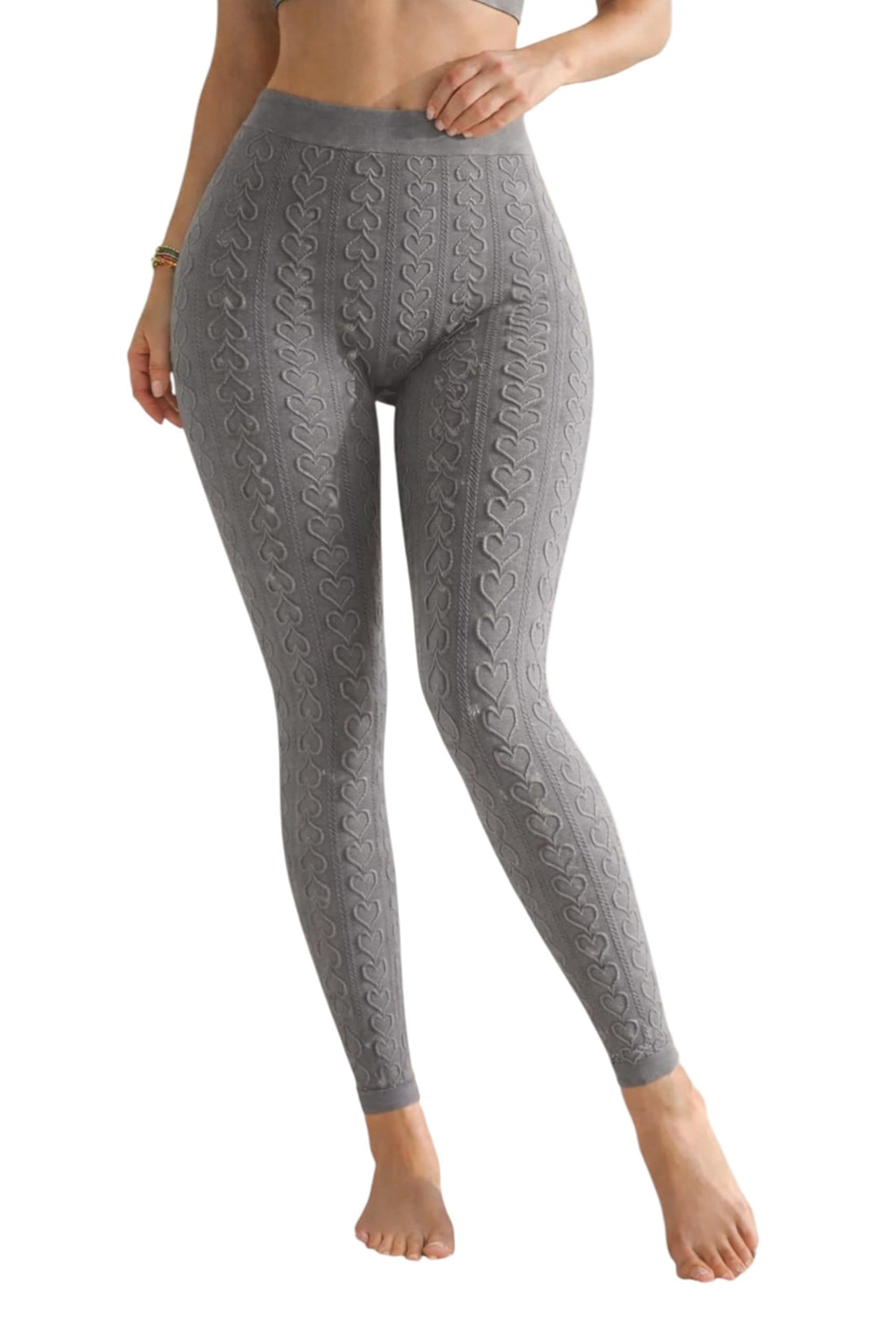 Miza Women's Heart Pattern Leggings One Size Stretch Soft Material Home Sport Walking