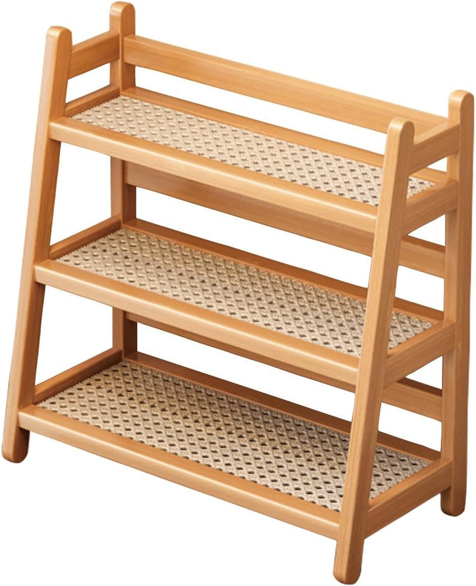 Storage Shelf 3 Tier Wooden Countertop Organizer Rack for Kitchen Coffee Station Bathroom Desktop Spice Rack Display Stand Natural Wood Shelving Unit