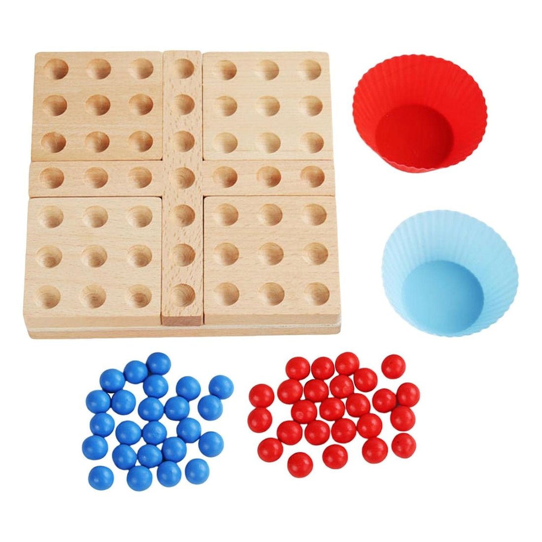 Wooden Intelligence Training Game Chinese Chess Strategy Game Guobang Puzzle with Red and Blue Beads