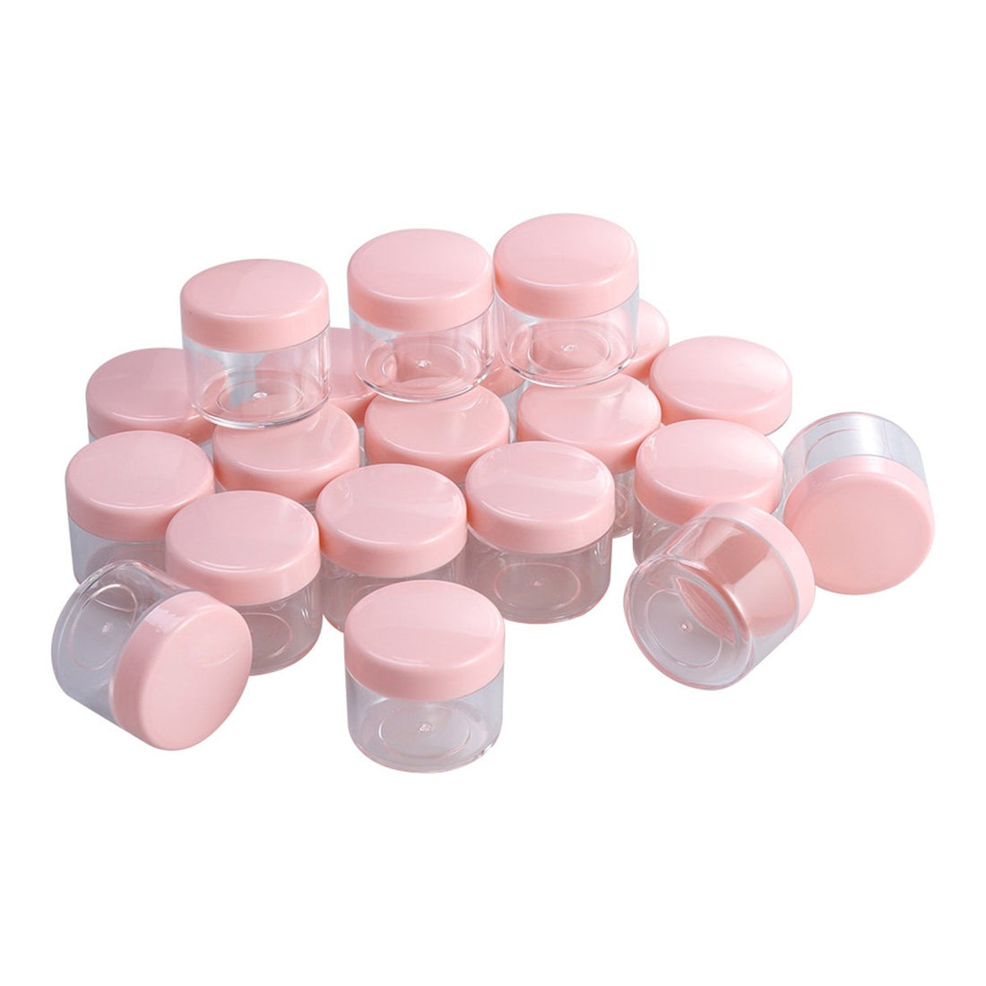 Lurrose 20Pcs Mini Cosmetic Containers Round Pot Jar Portable Travel Sample Empty Container for Facial Cream Shampoo Lotion (20g, Pink)