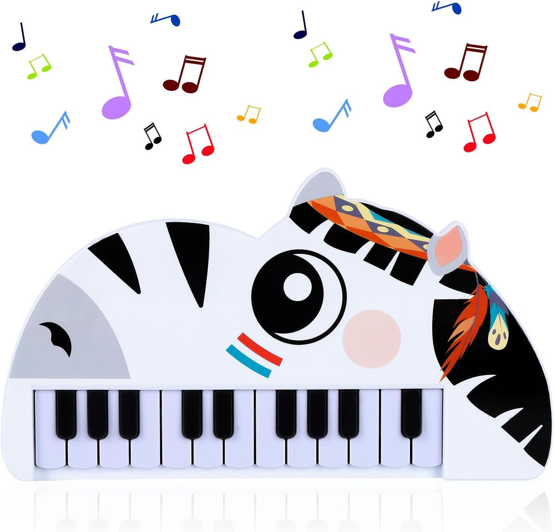TOYS LAND Musical Electronic Piano Keyboard, 22 Keys Animals Piano Toy with Sound for Early Education Interactive Games Music Toys, Best Gift for Kids Boys and Girls 3+ Years Old (Zebra)