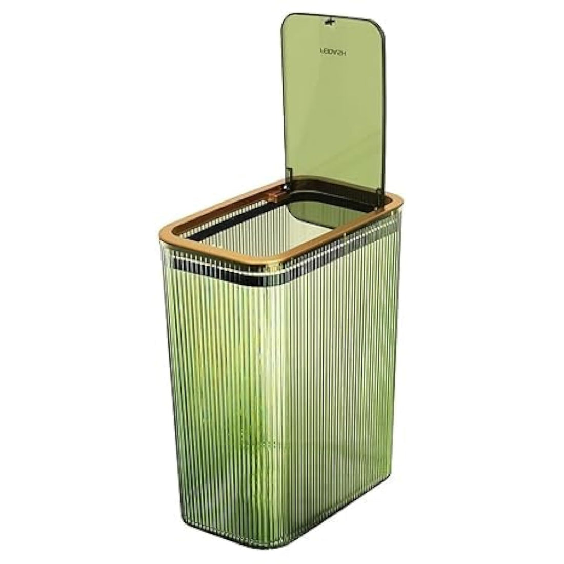 Transparent Trash Can, Bathroom Trash Cans with Lids, 2.6 Gallon Garbage Can for Bedroom, Office, Plastic Slim Waste Basket with Press Top Lid, 10L Clear Trash Bin for Home, Kitchen (Green)