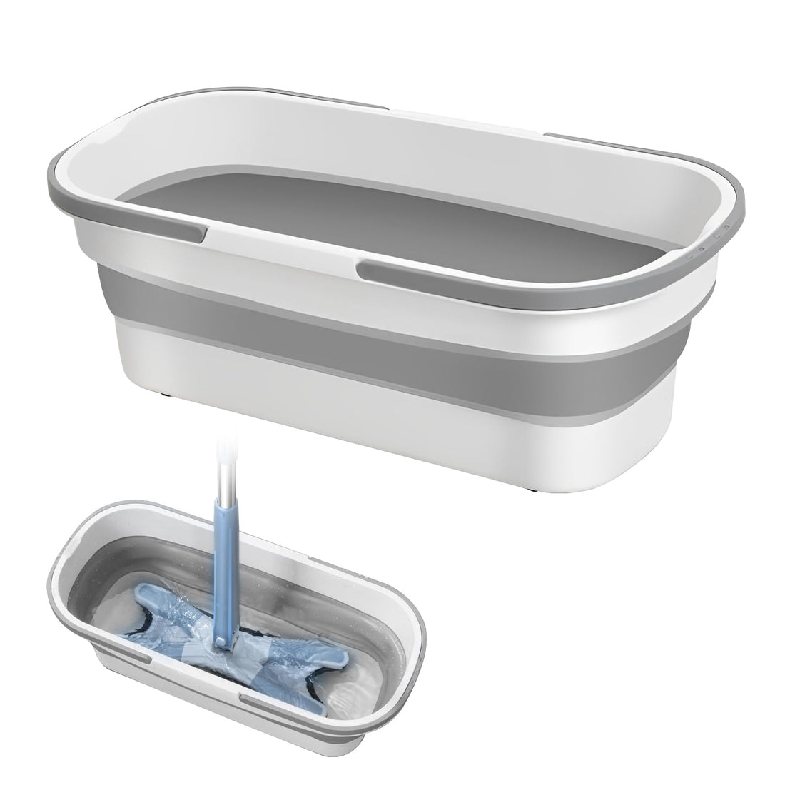 Collapsible Bucket With Handle - Square Folding, Large Capacity Silicone Water Bucket for Outdoor Use and Mopping