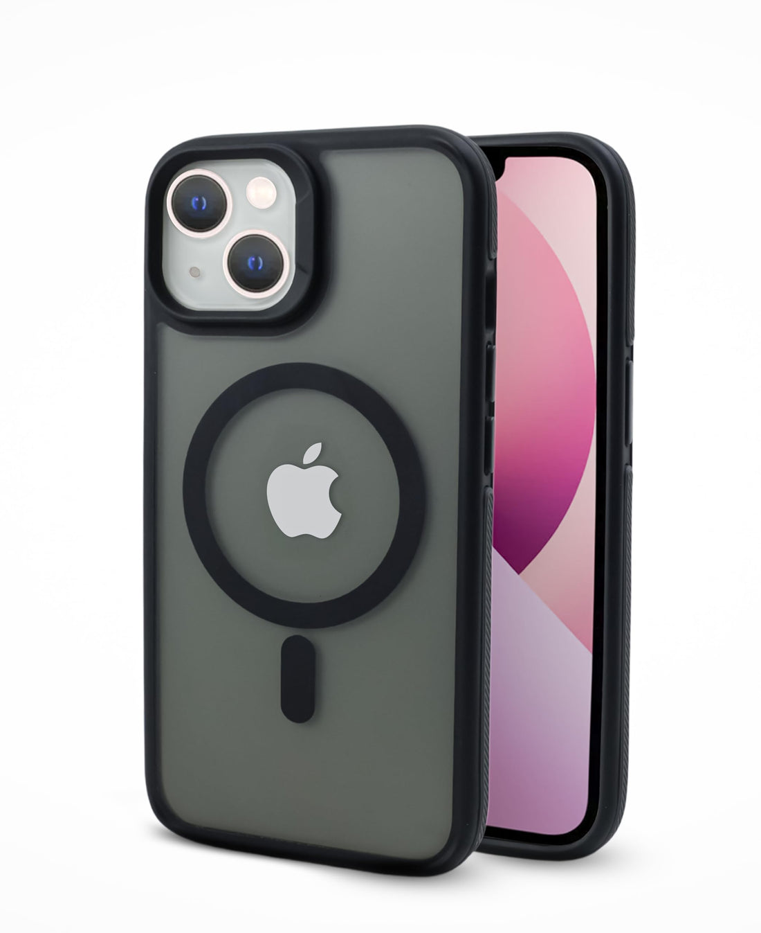 Phone Case for iPhone 14 – Translucent Shockproof Matte Black with Black Accents and Lens Camera Protection Compatible with Wireless Chargers