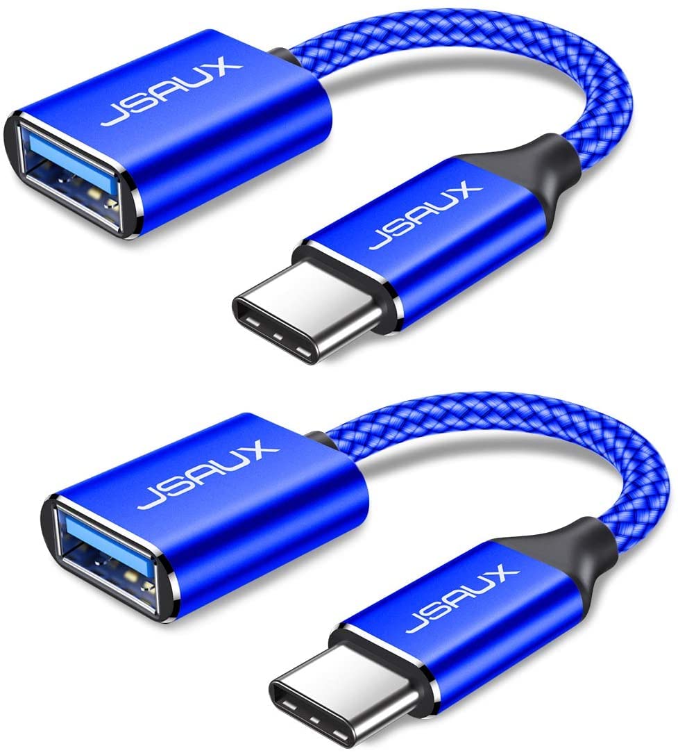 JSAUX 2pack USB Type C Male to USB 3.0 Female OTG Cable blue