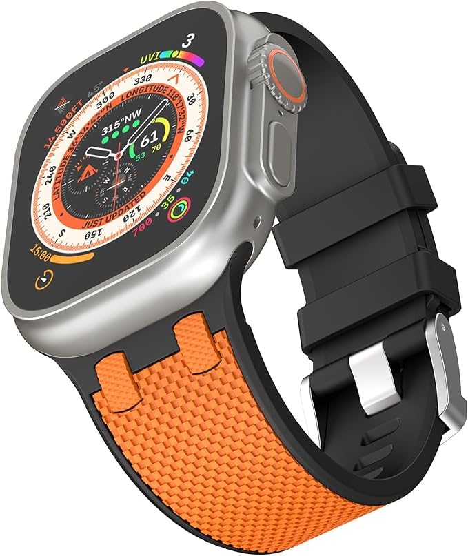Fekra Luxury Silicone Sport Band Compatible with Apple Watch Ultra 2/Ultra & Series 11/10/9/8/7/6/SE, 49mm 46mm 45mm 44mm 42mm, Premium Waterproof Rubber Strap with Secure Fit for Men & Women