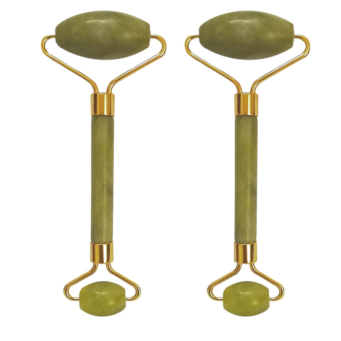 N+B (Two Jade Rollers) Authentic Natural Stone Jade Roller for Face Eyes Neck Body Tool Jade Facial Roller Noiseless Facial Massage Roller