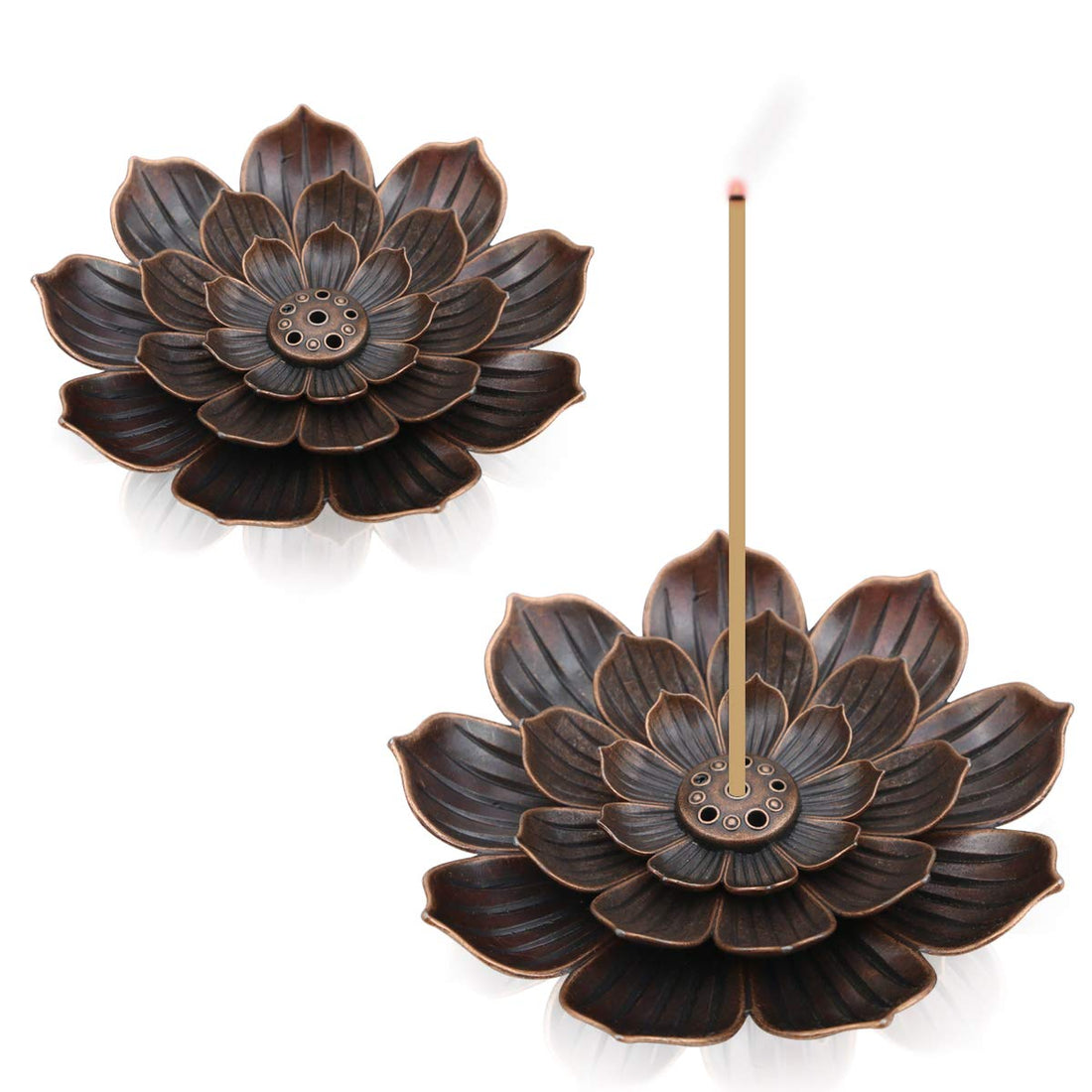 2 Pack Brass Alloy Lotus Incense Sticks Holder Incense Burner Cone Incense Burner Holder for Home Fragrance Decor Ornament