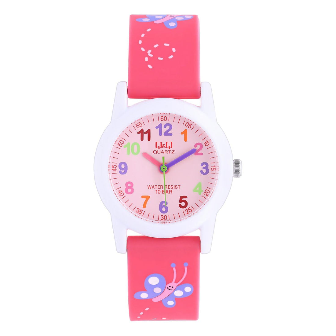 Q&Q Unisex-Child Quartz Watch, Analog Display And Resin Strap Vr99J002Y, Pink, Bracelet