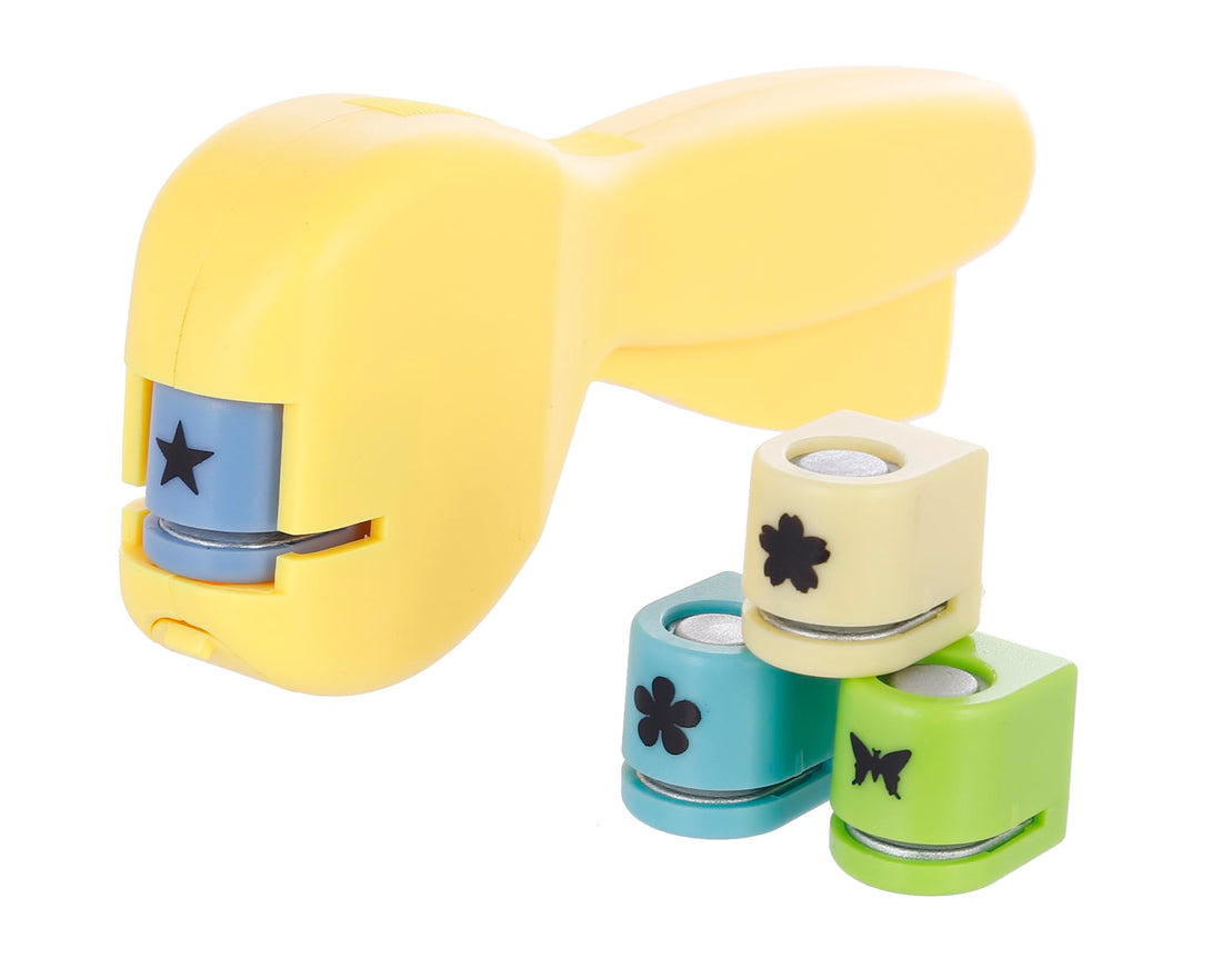 3A KM-8601 Plastic Paper Cutter With 4 Different Shapes For Kids - Yellow