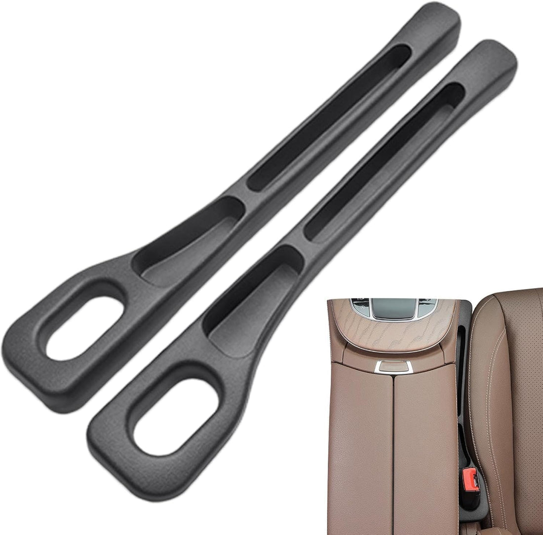 Car Seat Gap Filler EVA Car Organizer PU Leather Gap Filler Between Seat and Console Side Storage Pad Console Compatible with Buckle Base Universal Car Seat Gap Filler Phone Key Holder- (2pcs)