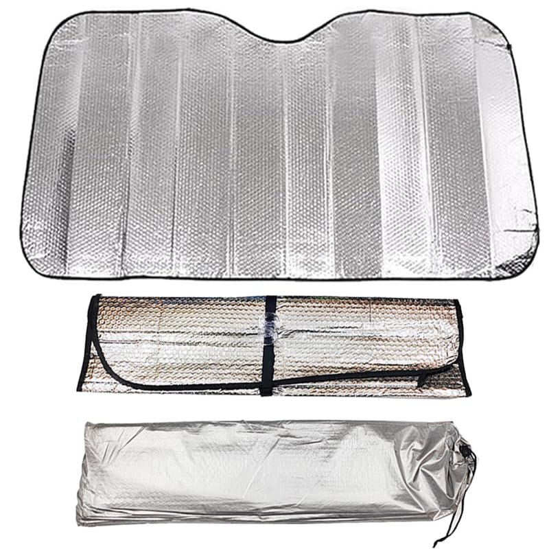 KaberMisr 2020 Car Windshield Sun Shade Foldable Cover Dust and Rays Protection Sunshade Keeps Your Car Cool (Sun Shade with Cover 140 * 70 cm Code:8494)